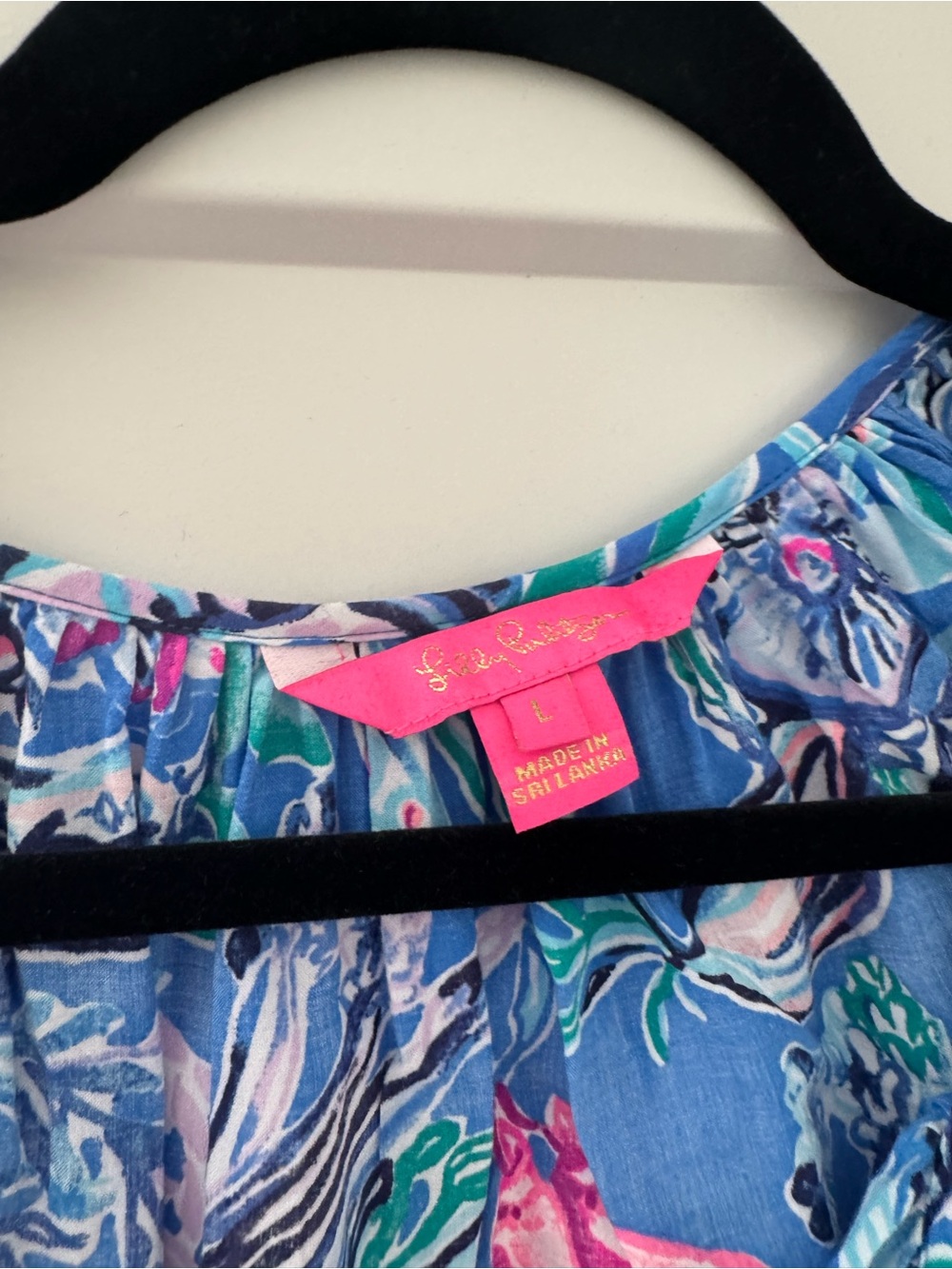 Lilly Pulitzer Blue Floral Tie-Neck Tunic - Picture 2 of 2